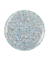 Sparkling silver holographic glitter nail polish swatch from Salon Perfect, featuring a shimmering, high-impact finish.
